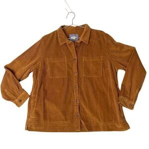 L.L. Bean vintage Women's petite XL Brown Corduroy Button-Up Shirt Long Sleeve